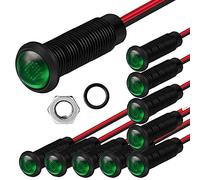 Gebildet 10pcs Indicador de Plástico LED Luz Piloto AC/DC 12-24V Tamaño del Orificio de Montaje 6mm (Verde)
