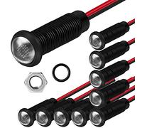Gebildet 10pcs Indicador de Plástico LED Luz Piloto AC/DC 12-24V Tamaño del Orificio de Montaje 6mm (Blanco)