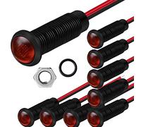 Gebildet 10pcs Indicador de Plástico LED Luz Piloto AC/DC 12-24V Tamaño del Orificio de Montaje 6mm (Rojo)