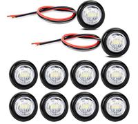 Gebildet 10piezas 12V Ronda Liquidación LED Frontal Trasero Lateral Indicador Bullet Marker Light (Blanco)