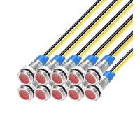 Gebildet 10Piezas 6mm 1/4" 230 V/AC LED Indicador de Luz de Metal Resistente al Agua Lámpara de Señal (Rojo)