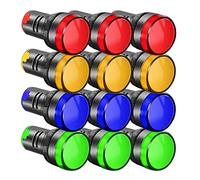 Gebildet 12 unidades de 22 mm LED detector de señal, luz de control, indicador LED piloto AC/DC 12-24 V 20 mA, AD16-22D/S (rojo/amarillo/azul/verde, 3 unidades de cada color)