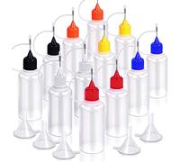 Gebildet 12pcs Botellas de Pegamento con Punta de Aguja de 30ml, Botellas Cuentagotas de Plástico, Botellas Aplicadoras, Botella Aplicadora de Punta de Precisión y 6Puntas de Color, con 5Embudos