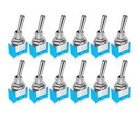 Gebildet 12Piezas SPST Mini Interruptor Palanca, 2 Terminales 2 Posiciones, Interruptor ON/Off en Miniatura, 6A/125V CA, 3A/250V CA, para Equipos Electrónicos Tablero Instrumentos Coche DIY