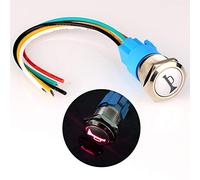 Gebildet 12V-24V/5A 19mm Pre-cableado Momentáneo Altavoz de Bocina Botón Impermeable Metal Interruptor con Rojo LED para Coche o Barco