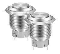 Gebildet 19mm Cabeza Alta SPST Botón Pulsador de Enganche, Interruptor de Botón de Metal de Acero Inoxidable a Prueba de Agua, Terminales de Pin de Soldadura DC 6V/12V/36V/48V, AC 110V/230V 3A 1NO
