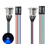 Gebildet 2 interruptores de chasis de 16 mm, botón de metal, cable de host de computadora de escritorio, botón de encendido y apagado ATX para interruptor DIY