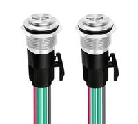 Gebildet 2 Piezas Botones de Bocina 16mm 12-24V 15A de Metal Resistente Interruptor de Bocina y Altavoz Iluminación LED Azul Pulsador Cambiar Momentáneo para Barco, Coche, Tren de Aire