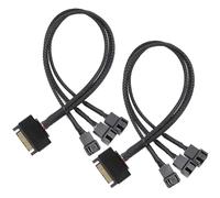 Gebildet 2 Piezas SATA a 3 vías 3pines / 4pines PMW 12V PC Case Fan Cable Adaptador de Corriente, 3 Pines o 4 Pines (Conector PWM) a 15 Pines SATA Computer Cooler Cooling Fan Cable de Alimentación