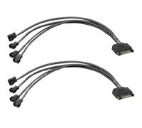 Gebildet 2 piezas SATA a 4 vías 3pines/4pines PMW 12V PC Case Fan Cable Adaptador de Corriente, 3 pines o 4 pines (conector PWM) a 15 pines SATA Computer Cooler Cooling Fan Cable de Alimentación Cable