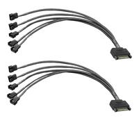 Gebildet 2 piezas SATA a 5 vías 3pines/4pines PMW 12V PC Case Fan Cable Adaptador de Corriente, 3 pines o 4 pines (conector PWM) a 15 pines SATA Computer Cooler Cooling Fan Cable de Alimentación Cable