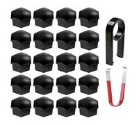Gebildet 20pcs Tuercas de Rueda de 21mm, Tapas de Tuercas de Pernos de Rueda, Tapas Hexagonales de Tuercas de Neumáticos con Herramientas de Extracción para Model 3 Model S Model X (Negro Brillante)