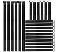 Gebildet 22 Piezas Reutilizables Ataduras de Cable, Gancho y Lazo de Cable, Ajustable Correas para Cable, Tiras Bridas para Organizar Cables (Negro, 25/35/45CM)