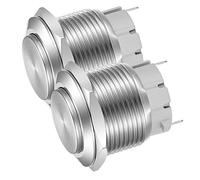 Gebildet 22mm Cabeza Alta SPST Botón Pulsador de Enganche, Interruptor de Botón de Metal de Acero Inoxidable a Prueba de Agua, Terminales de Pin de Soldadura DC 6V/12V/36V/48V, AC 110V/230V 3A 1NO