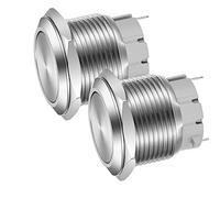 Gebildet 22mm Cabeza Plana SPST Pulsador de Enganche, Interruptor de Botón de Metal de Acero Inoxidable Resistente al Agua, Terminales de Clavija Soldadura DC 6V/12V/36V/48V, AC 110V/230V 3A 1NO