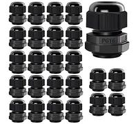Gebildet 25pcs PG16 Prensaestopas, Plástico Impermeable IP68 Ajustable 8.5-14mm Prensaestopas Junta con Juntas de Goma, Conector de Cable M22*1.5, Protector de Cable (Negro)