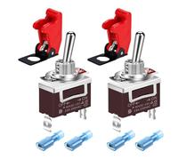 Gebildet 2Interruptores de Palanca 12V CC 20A Cubierta de Seguridad Interruptor de Palanca Marino 250VCA 15A Resistente SPST Encendido/Apagado 2pines para Auto Coche Camión Barco