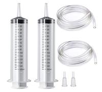 Gebildet 2pcs 150ml Grande Jeringa de Plástico Jeringa Dosificadora con 1m Manguera y Adaptador de Punta para Laboratorios Científicos,Medición,Mejora Doméstica[Uso no médico]