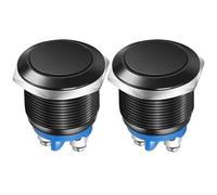 Gebildet 2pcs 19MM Interruptor de Botón Momentáneo IP65 Carcasa de Aleación de Aluminio Resistente al Agua 3A/12V 24V 36 DC 110V 250VAC 1NO Terminal de Tornillo SPST (Carcasa Negra)