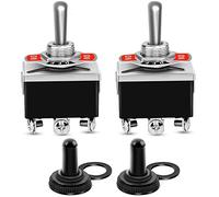 Gebildet 2Pcs 6Pines/3Posiciones ON/OFF/ON Interruptor Basculante de Servicio Pesado 0~250V/15A DPDT Interruptor de Encendido/Apagado/Encendido con Tapa Impermeable(Enclavamiento)
