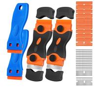 Gebildet 2pcs Raspadores de Doble Cabezal + 2pcs Raspadores de Plástico con 20 Cuchillas: Raspador de Vitrocerámica/Raspador de Película para Automóvil/Raspador de Vidrio