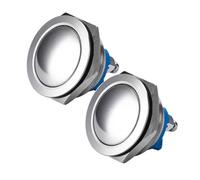 Gebildet 2piezas Impermeable 22mm Carcasa de Metal Momentáneo Botón Superior Elevado 3A/12~250V SPST 1NO Botón de Inicio para Interruptor de Modificación (Cabeza esférica)