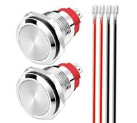 Gebildet 2piezas Pulsador Impermeable con Enclavamiento 0~250V (5V/12V/24V/110V/220V)/15A 16mm Interruptor pulsador de acero Inoxidable a prueba de agua con Cable Conector