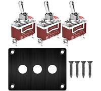 Gebildet 3 Gang 15A 250VAC/20A 12VDC, Interruptor Basculante de Panel Metálico SPST 2 Posiciones 2 Pines, Placa de Interruptor de Encendido/Apagado