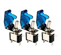 Gebildet 3 Piezas Conmutador de Palanca con Luz LED Azul, 20A 12V-24VDC, Interruptor de Palanca 2 Posiciones ON/Off 3 Pin SPST, Rocker Toggle Switch para Auto Vehiculo Barco