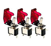 Gebildet 3 Piezas Conmutador de Palanca con Luz LED Rojo, 20A 12V-24VDC, Interruptor de Palanca 2 Posiciones ON/Off 3 Pin SPST, Rocker Toggle Switch para Auto Vehiculo Barco