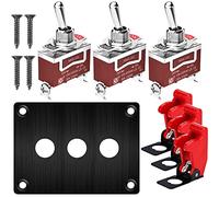 Gebildet 3grupos Interruptor Basculante Panel de Metal 15A 250VAC/20A 12VDC SPST 2Posición 2Pin Placa de Interruptor de Encendido/Apagado con Cubierta de Seguridad