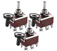 Gebildet 3interruptores de Palanca de Enganche a Prueba de Agua 20A-12VCC/10A -24VDC, 20A-125VAC/10A -250VAC DPDT 6pines ON/Off/ON Interruptor basculante + 3Tapas