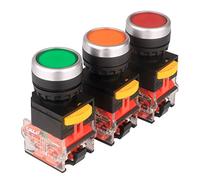 Gebildet 3pcs 22mm Enganche Interruptores de Botón 10A 12V-24V-48V-110V-230V-380V 1NO 1NC DPST Pulsador Interruptores LA38-11BN (Rojo/Amarillo/Verde)