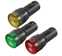 Gebildet 3pcs Luz Indicadora con Zumbador AC/DC 12V, Alarma Intermitente de Montaje en Panel de 22 mm, para Panel de Control Eléctrico, HVAC, Proyectos de Bricolaje (Rojo-Amarillo-Verde)