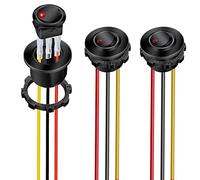 Gebildet 3pcs Rojos LED Interruptores Basculantes Encendido/Apagado con Carcasa Redonda 3Pines 12DC-20A/24VDC-10A Interruptor Basculante para Automóvil, Camión