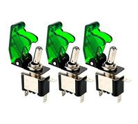 Gebildet 3Piezas Conmutador de Palanca con Luz LED Verde, 20A 12V-24VDC, Interruptor de Palanca 2Posiciones ON/Off 3Pin SPST, Rocker Toggle Switch para Auto Vehiculo Barco