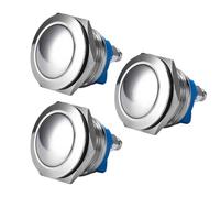 Gebildet 3piezas Impermeable 19mm Carcasa de Metal Momentáneo Botón Superior Elevado 3A/12~250V SPST 1NO Botón de Inicio para Interruptor de Modificación (Cabeza esférica)
