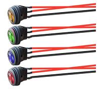 Gebildet 4pcs 12V-24V/10A Pre Cableado Impermeable Interruptor Basculante Redondo LED,3Pin 2Posición ON/Off SPST,Interruptor de Palanca para Coche Motocicleta Bote Marina(Rojo/Verde/Azul/Amarillo)