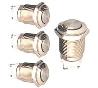 Gebildet 4pcs 16mm 12V/ 24V/ 125V/ 250V/ 5A Interruptor de Botón de Enclavamiento Terminales de Tipo Tornillo Interruptor de Metal Impermeable de Acero Inoxidable (Cabeza Alta)