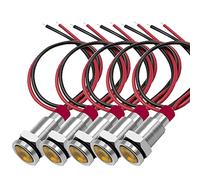Gebildet 5 pcs 10 mm 3V-4.5V-5V-6V-7.5V-9V LED Luz Indicadora de Metal Lámpara de Señal Impermeable con Cable (Naranja)