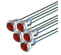 Gebildet 5 pcs 10mm LED Luz Indicadora de Metal 3V-4.5V-5V-6V-7.5V-9V Lámpara de Señal Impermeable con Cable,Rojo