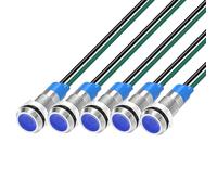 Gebildet 5 pcs 6 mm 3V-4.5V-5V-6V-7.5V-9V LED Luz Indicadora de Metal Lámpara de Señal Impermeable con Cable (Azul)