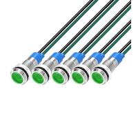 Gebildet 5 pcs 6mm LED Luz Indicadora de Metal 3V-4.5V-5V-6V-7.5V-9V Lámpara de Señal Impermeable con Cable,Verde