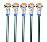 Gebildet 5 pcs 8 mm 3V-4.5V-5V-6V-7.5V-9V LED Luz Indicadora de Metal Lámpara de Señal Impermeable con Cable (Naranja)