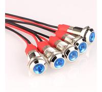 Gebildet 5 pcs 8 mm 3V-4.5V-5V-6V-7.5V-9V LED Luz Indicadora de Metal Lámpara de Señal Impermeable con Cable (Azul)