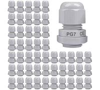 Gebildet 50Piezas IP68 Impermeable Conectores de Cable, PG7 Glándulas de Cable con Ajustables Juntas, Prueba de Agua de 3-6.5mm Plastico Gland Conectores, M12 x 1.5 (Blanco)