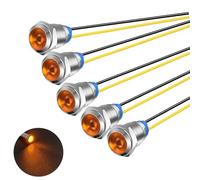 Gebildet 5pcs 10mm 230V AC LED Indicador de Luz de Metal Lámpara de Señal Impermeable (Amarillo)