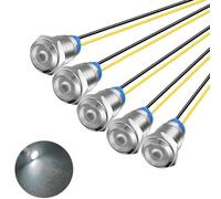 Gebildet 5pcs 10mm 230VAC LED Lluz Indicadora de Metal Lámpara de Señal Impermeable (Blanco)