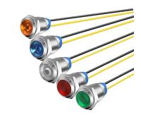 Gebildet 5Pcs 10mm 230VAC LED Lluz Indicadora de Metal Lámpara de Señal Impermeable (Verde Naranja Rojo Azul Blanco 5Pcs)