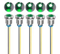 Gebildet 5pcs 12mm LED Indicador de Metal 230VAC Luz Lámpara de Señal Impermeable (Verde)